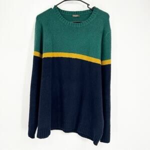 J. McLaughlin Green & Black Color block Crewneck‎ Sweater Size Large